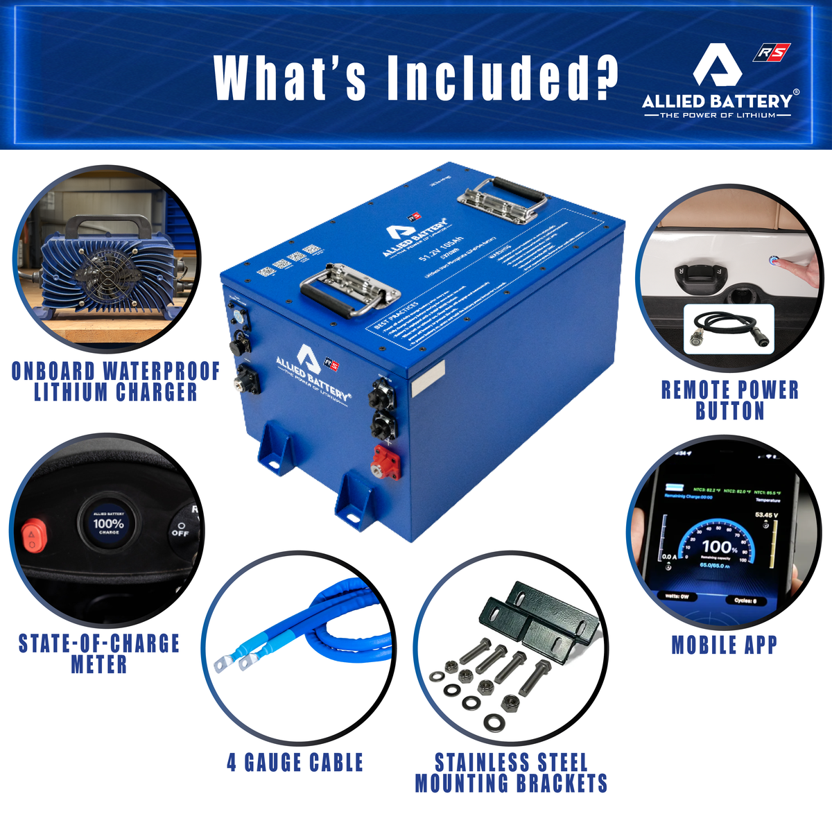 Allied RS Commercial 48V Lithium LiFePO4 Battery Package 105AH - Golf and UTV