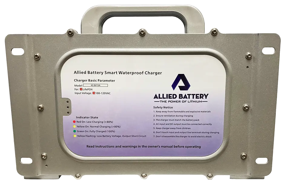 12V Snap Plug Waterproof Lithium Battery Charger - Allied Lithium Golf -  Allied Lithium Golf Cart Batteries